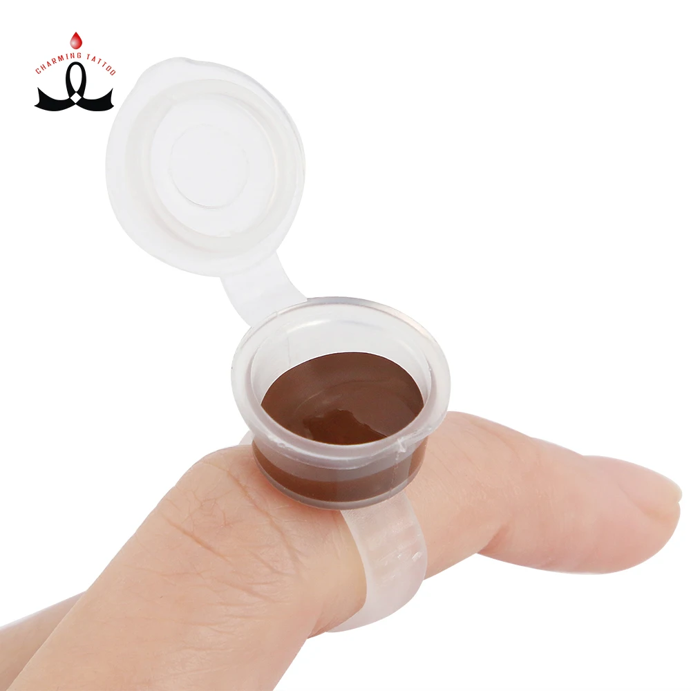 

Transparent Plastic Permanent Make Up Tattoo Ink Ring Cup With Cap
