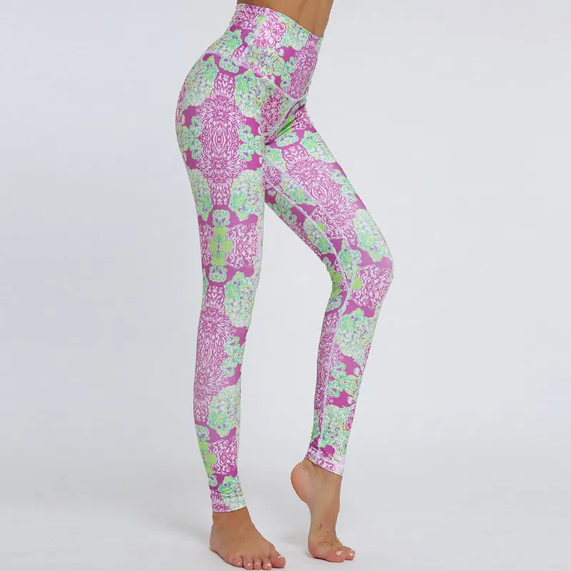 

Wholesale 2020 Unique Woman Digital printed Pants Sports Botanical Pattern High Waist Fitness Yoga Leggings