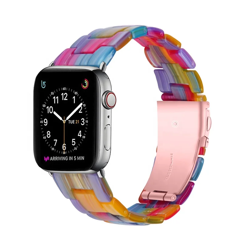 

Fashion Hybrid Watchband Suitable for Watch 38 40 42 44mm Resin Smart Watch Bands for Apple Watch, Multi colors