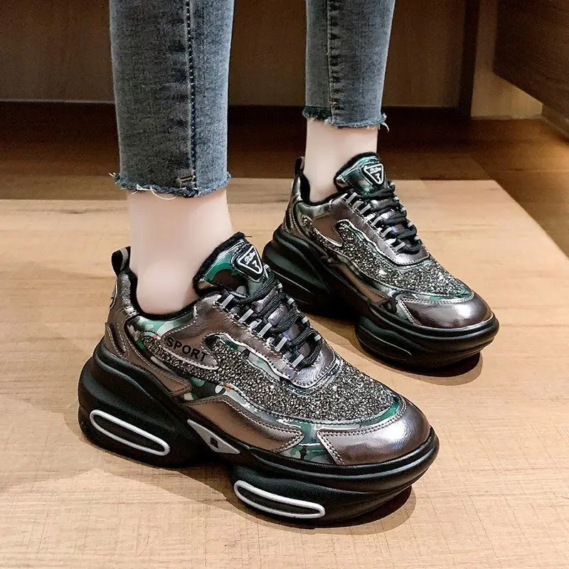

2021 Chunky Sneakers For Women Mesh Designers Platform Fashion Vulcanized Shoes Woman Black Casual Shoes Running Trainers Female