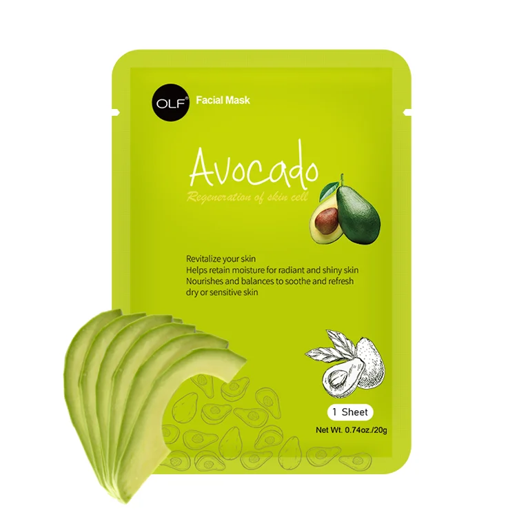 

Cosmetic Manufacturer Brightening Hydrating Avocado Facial Sheet Mask