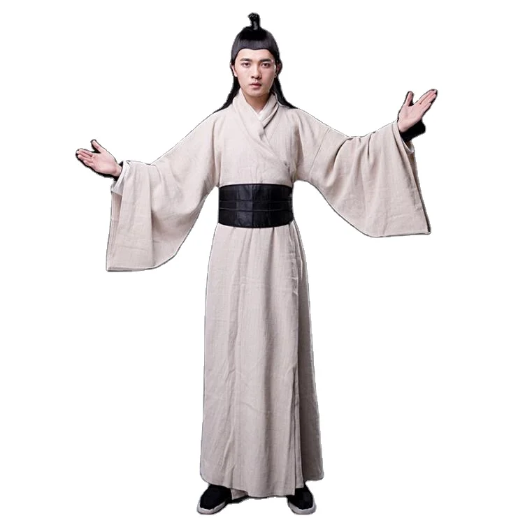 

Antique Clothes Romance Three Kingdoms Ancient Hanfu Men Cotton Chivalrous Guest costume Studio Photographic Performing Clothing, As the pictures