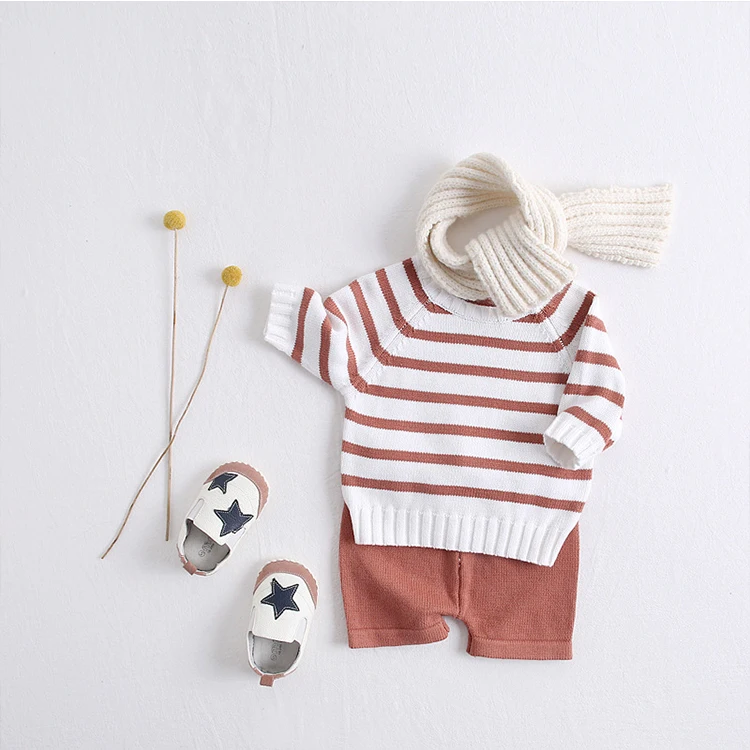 2020 fashionable warm newborn baby clothes cute striped toddler suit clothes