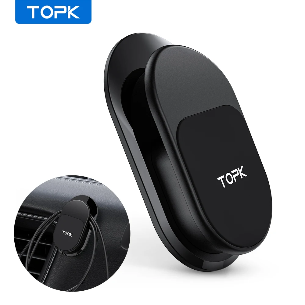 

TOPK D28 2 In 1 Magbetic Hook Cell Phone Mini Magnetic Car Phone Holder, Black