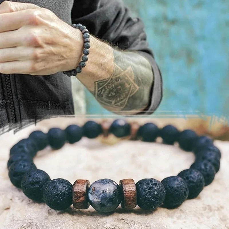

2022 Hot Wholesale High Quality Mens Vintage Handmade Volcanic Rock Beads Bracelets For Men