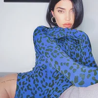 

Long Sleeve High Neck Women Leopard Transgender Female Bodysuit Mujer With Glove