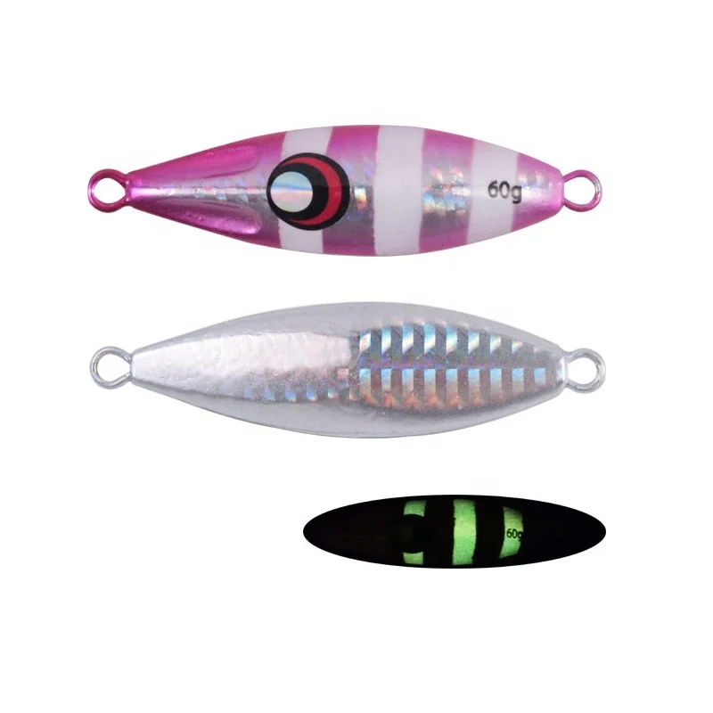 

Super high quality sea boat fishing bionic jigging bait luminous iron plate lead fish jigging bait, 5 colors