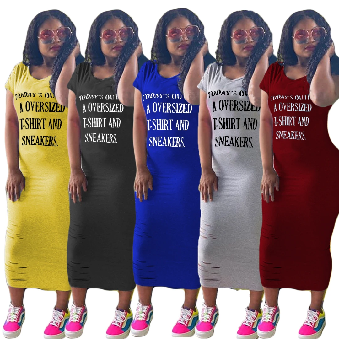 

Summer women's new slim short sleeve letter printing loose party Street casual dress, Picture