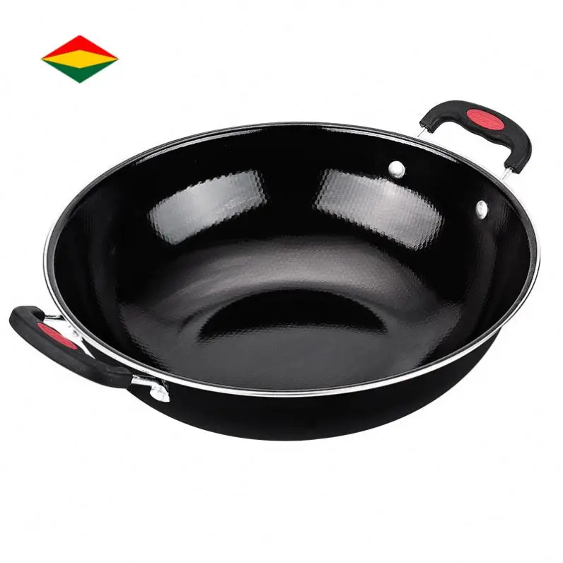 

Cookware Flat Bottom Frying Pan Cast Iron Wok Pan With Handle, Customized