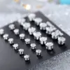 12 pairs/set crystal stainless steel stud earring sets