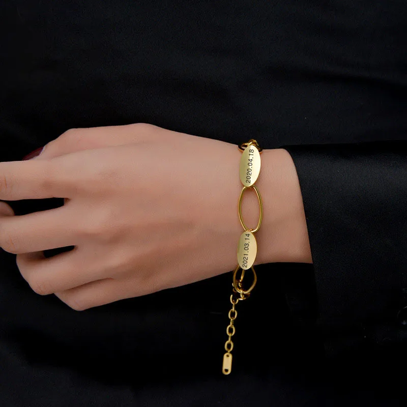 

Shangjie OEM joyas Fashion Stainless Steel Bracelets Jewelry Unique Mosaics Customized Name Bracelets Custom Geometric Bracelet, Gold/silver