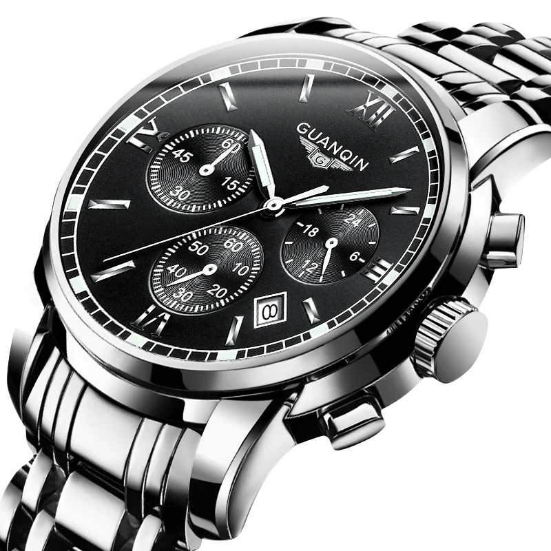 

Guanqin multifunctional sport chronograph watches men wrist quartz watch supplier