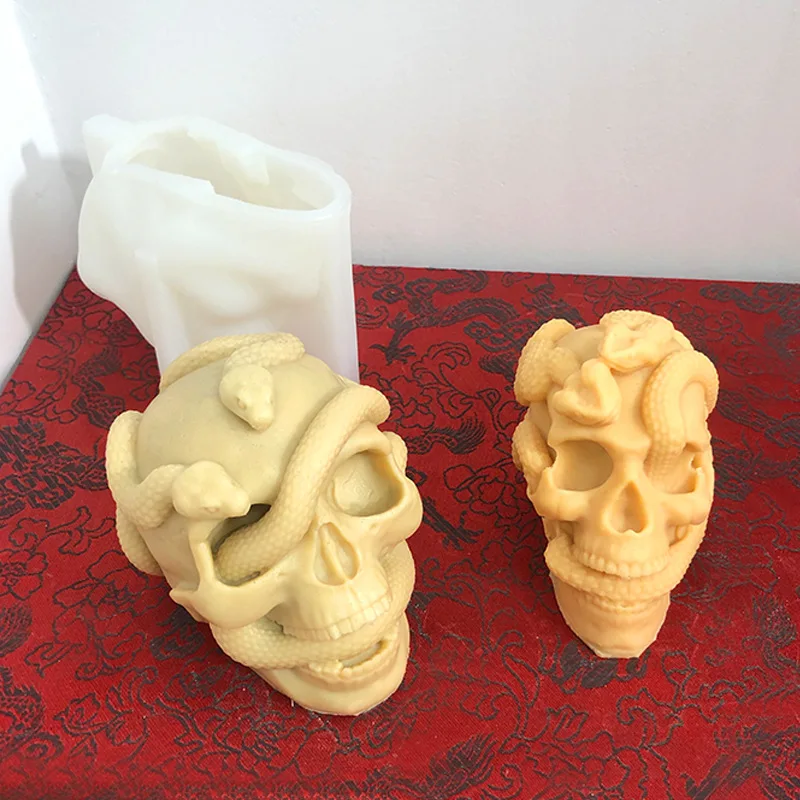 

New High Quality 3D Silicone Candle Molds F or Snake With Skull Shape DIY Handmade Silicone Molds For Candles