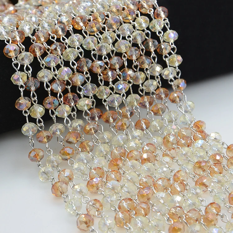 

Multi-colors Handmade Crystal Bead Rosary Chain for Necklace