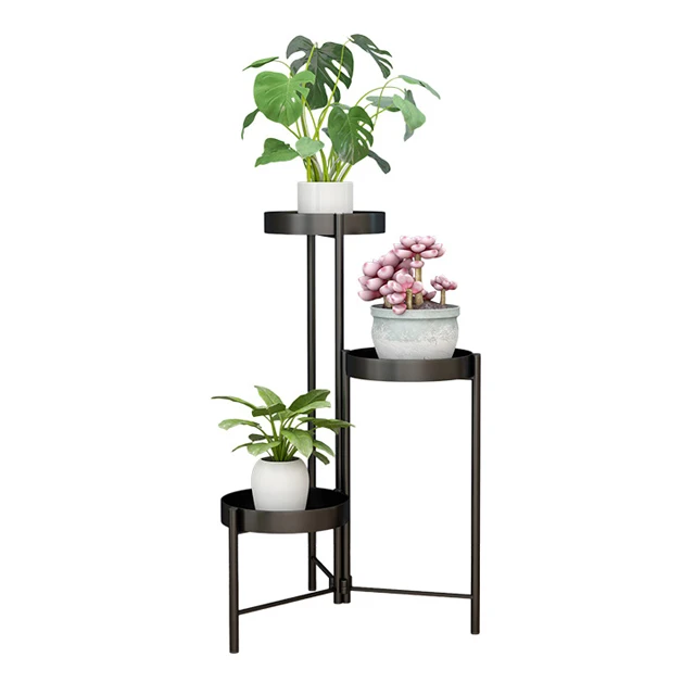 

Metal Wedding Flower Stand Wrought Iron Plant Stand Display Indoor 3 Tier Flower Pot Organizer Layer Rack Wood Shelf/