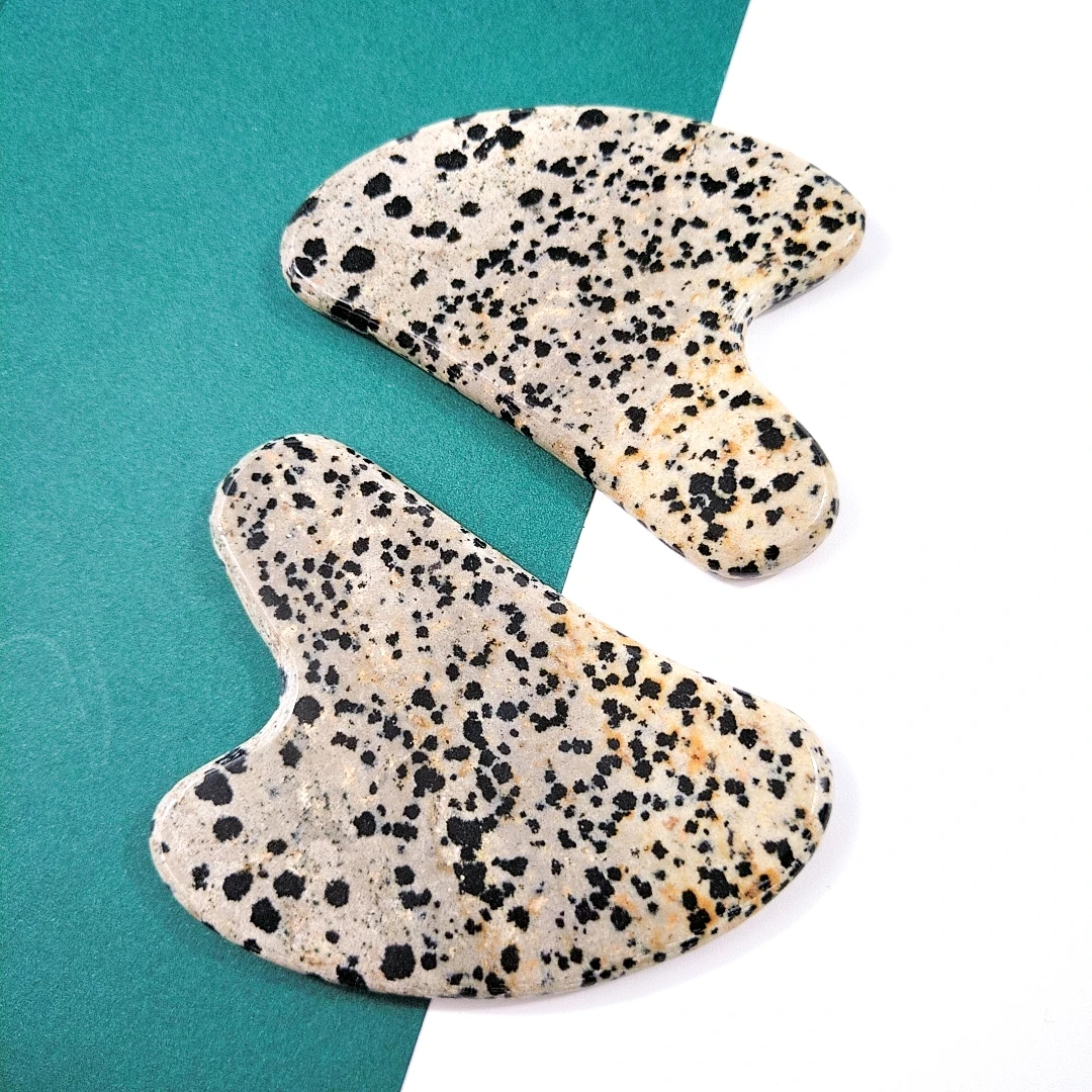 

Summer Hot Item Natural Natural gua sha heart dalmatian Jasper Massage Tools