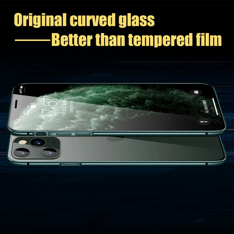 OTAO Double Sided 9H Tempered Glass Mobile Phone Shell For iPhone 11 Pro MAX XS XR X Metal Case Mgnetico Magnet Back Cover Coque