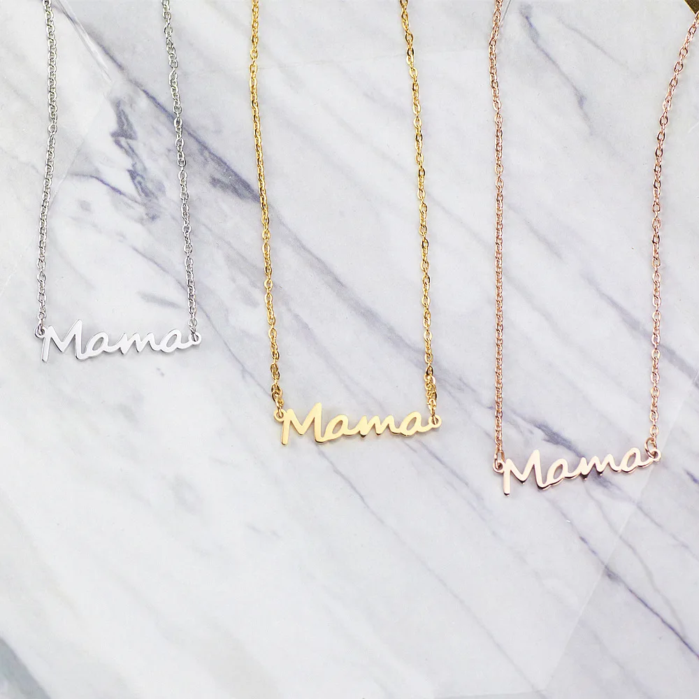 

Mama Letter Gold Plated 18K Stainless Steel Necklace Mama Personalized Name Necklace For Mother's Gift, Gold/silver/rose gold