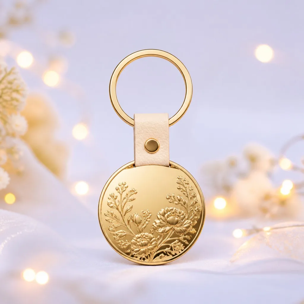 Wedding keychain in warm evening glow