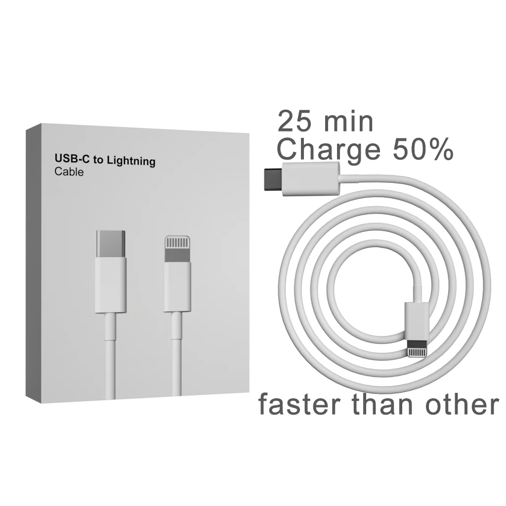 

Wholesale for Apple Original Quality 1M PD Fast Charger Type C USB-C to 8Pin Charging Line 20W Quick Data Cable For iphone