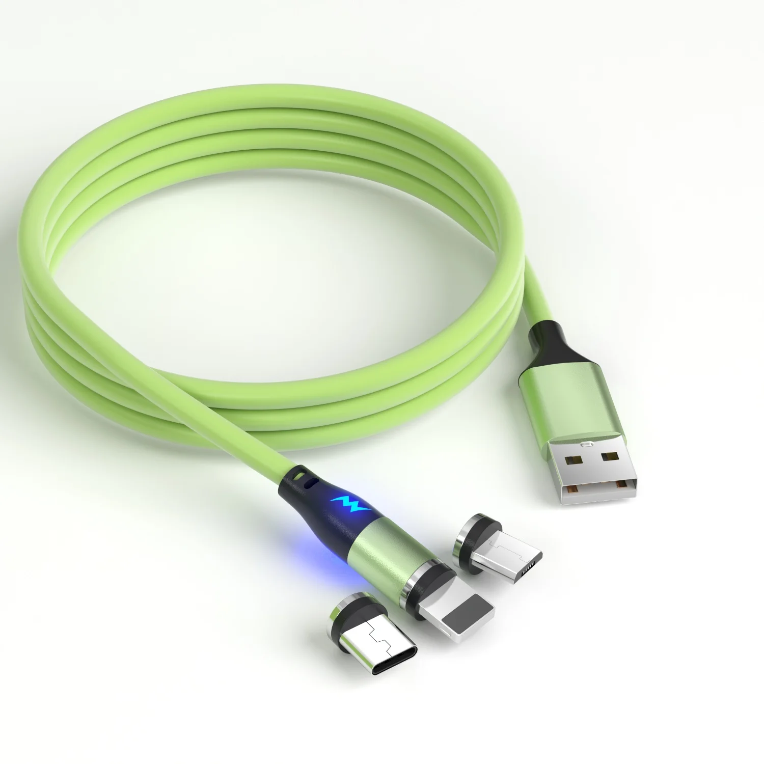

3 In 1 Magnetic Charging Cable Liquid Silicone Three In One Soft Denim Data Cable