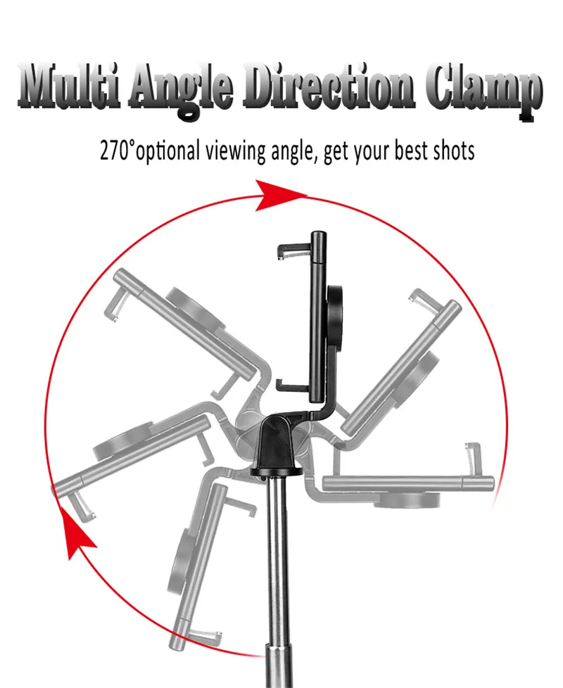 K10爆款智能360度旋转无线自拍棒全景现场自拍神器K10自拍棒