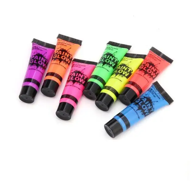 

10ML face painting glow in the dark body paint art neon paints UV colors luminous pigments, 7 colors