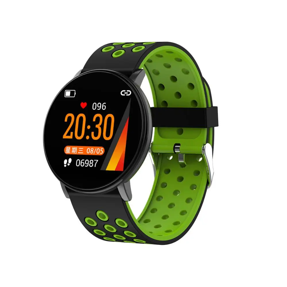 W8 Smart Watch, 2.5D Round Screen Whatsapp Message Remind Dynamic Heart Rate Monitor Sport Smart Band with Clamp Dock Charger