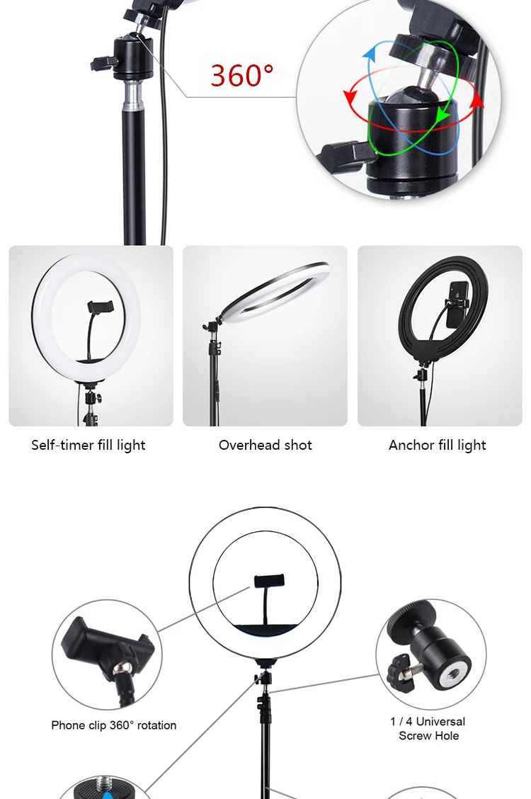
Ring Light Spare parts flexibly Live Microphone Stand Phone StandTray Phone clip Ring Light With Tripod Stand Tik tok Youtube 
