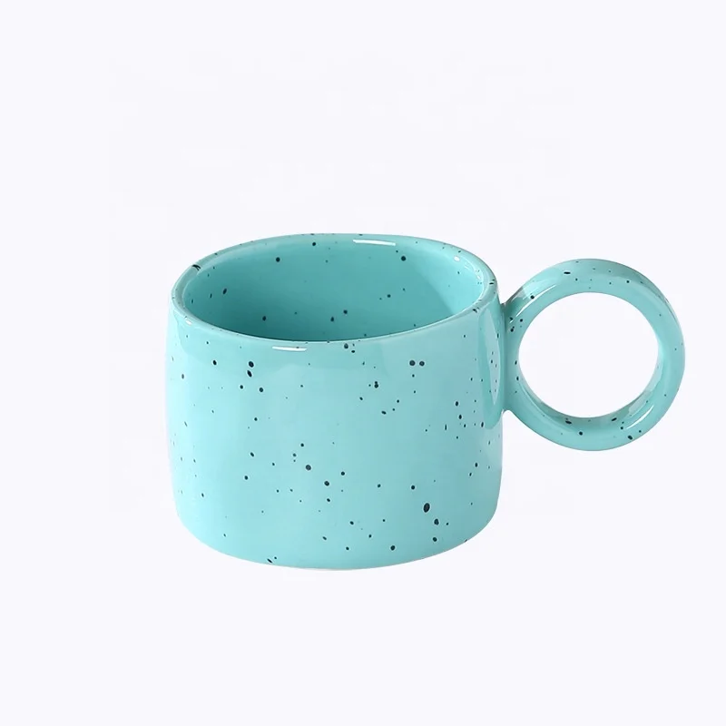 

Lelyi Korea ins sesame dot splash ink ceramic mug cute girl couple coffee cup, 5 colors available