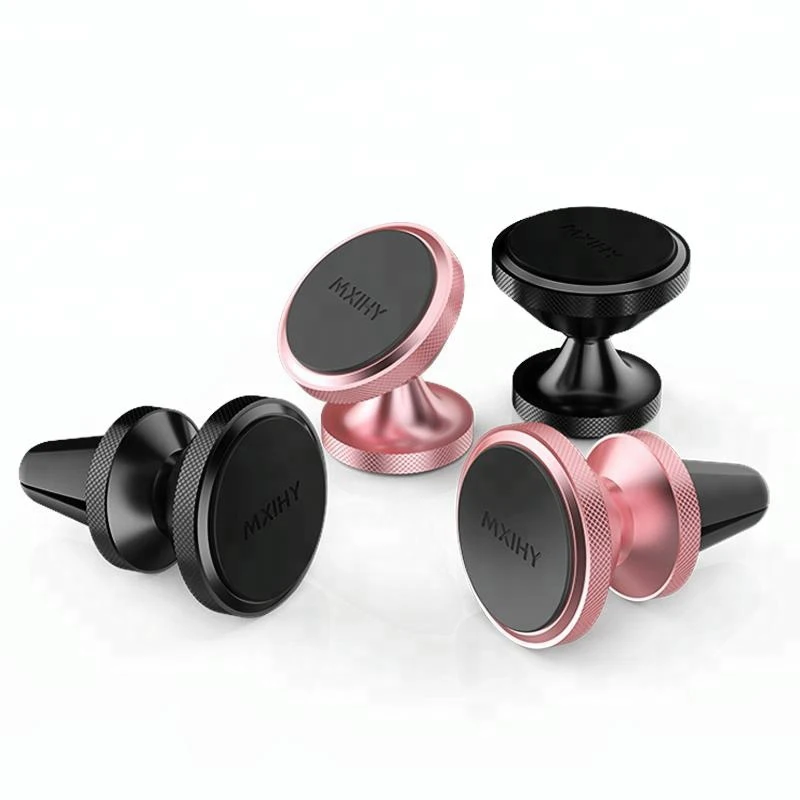 

360 Rotation Magnetic Air Vent Holder Car Mobile Phone Metal Stand Holder, Black/rose gold