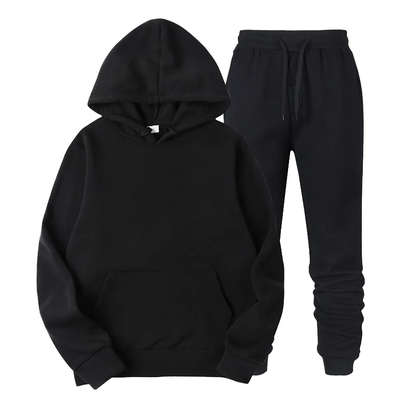 

Men 's Women Training Exercise Sweater Hoodies set Sweatshirts Female Long Sleeve Pocket Pullover Hooded Suits, As picture show