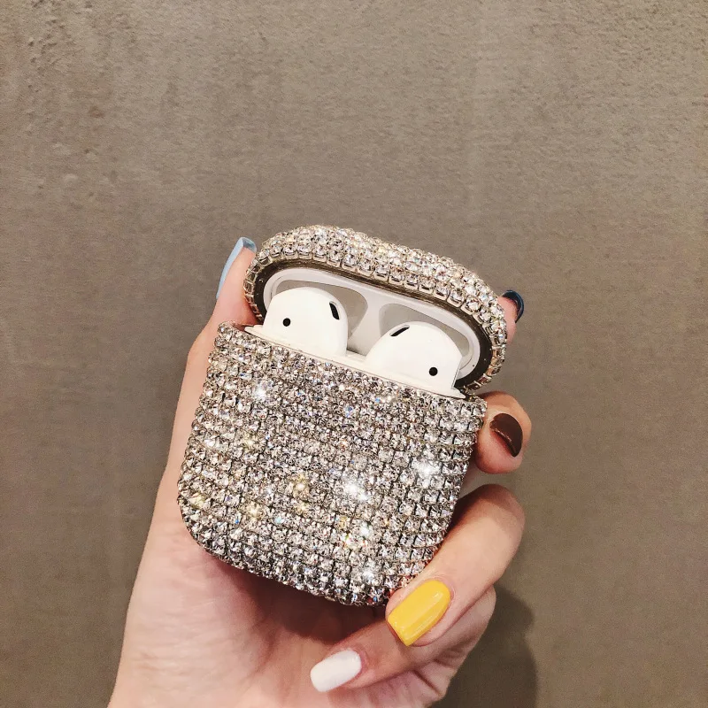 

Luxury 3D Cute Bling diamonds Wireless Earphone Accessories hard case for Apple Airpods 2 protective Charging box bags, As photo