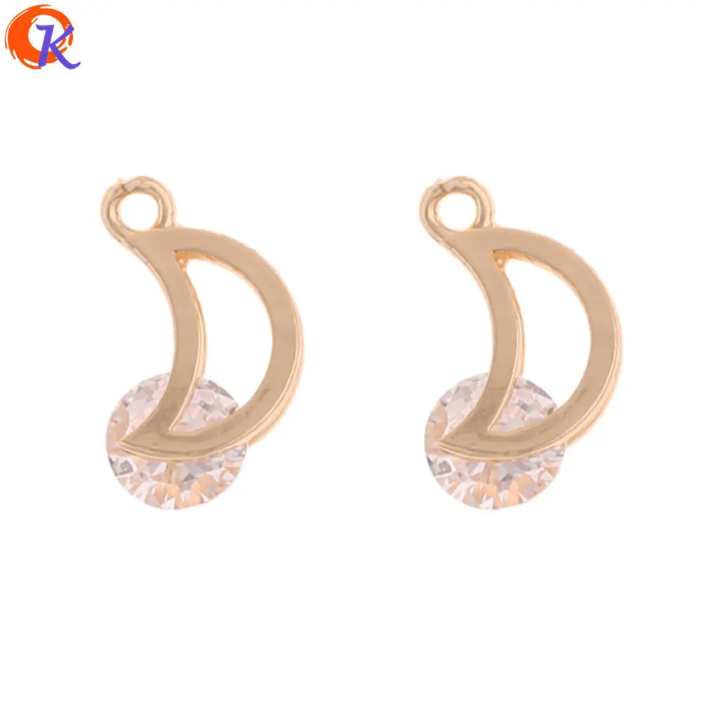 

Jewelry Accessories Cordial Design 50Pcs 8*15MM Jewelry Accessories Charms CZ Earrings Connectors Moon Shape DIY Making Hand