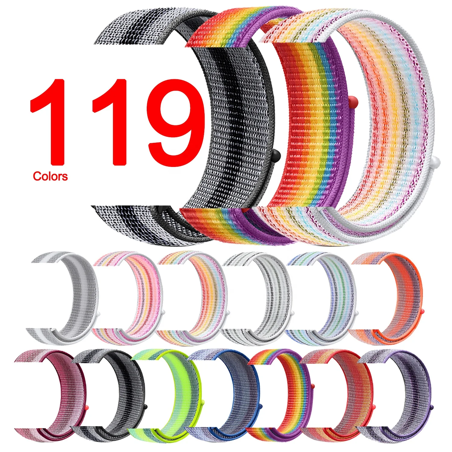 

ShanHai Nylon Sport Loop Band Replacement for Apple Watch Bands Series 3/4/5/6/SE/7 41mm 45mm Woven Wrist Strap For Apple iWatch, Multi-color optional or customized
