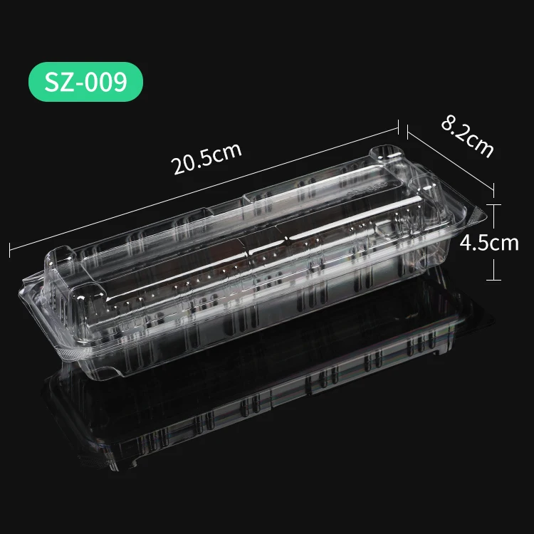 SZ-009 Rectangular Food Box and Hinged Lid Clear Plastic Food Disposable Container