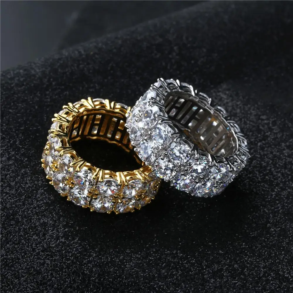 

Wholesale Men's Ring HipHop Ring Double Row Lad Diamond Iced Out Ring