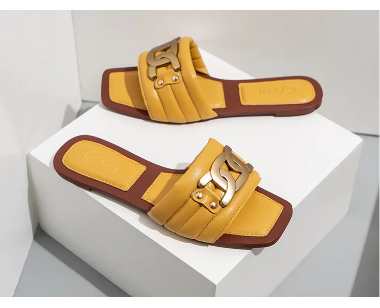 

Fashion 2021 hot Trade women slippers women PU slippers popular fancy one-word Summer slippers Plaid woven soft women sandals, Picture