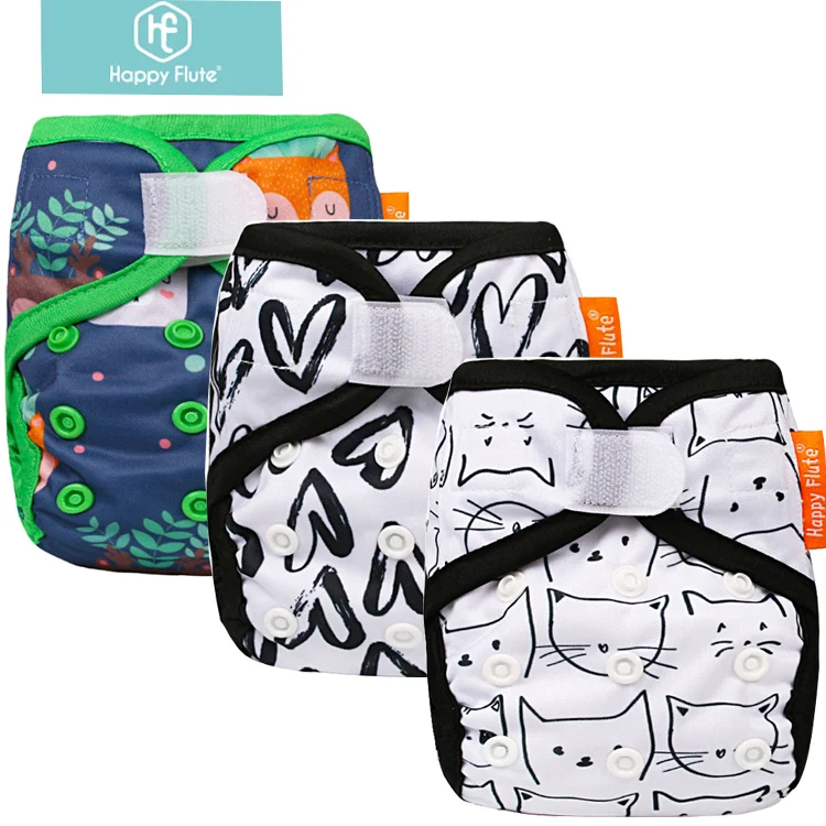 

Best quality happyflute reusable washable polyester newborn magic tape cloth diapers nappies cover, Many colors