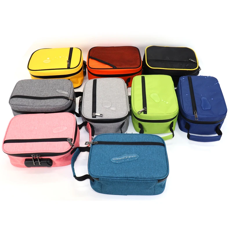 

custom carbon lined Waterproof bongo smoking accessories travel storage Stash box bags with lock accessories bag, Customized color