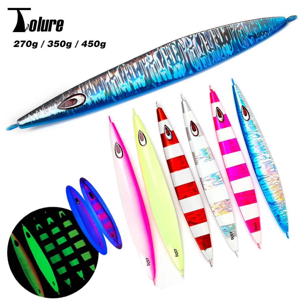 

Toplure 270g 350g 450g UV effect glow jigging lure fast sinking metal fishing lure saltwater fishing tackles