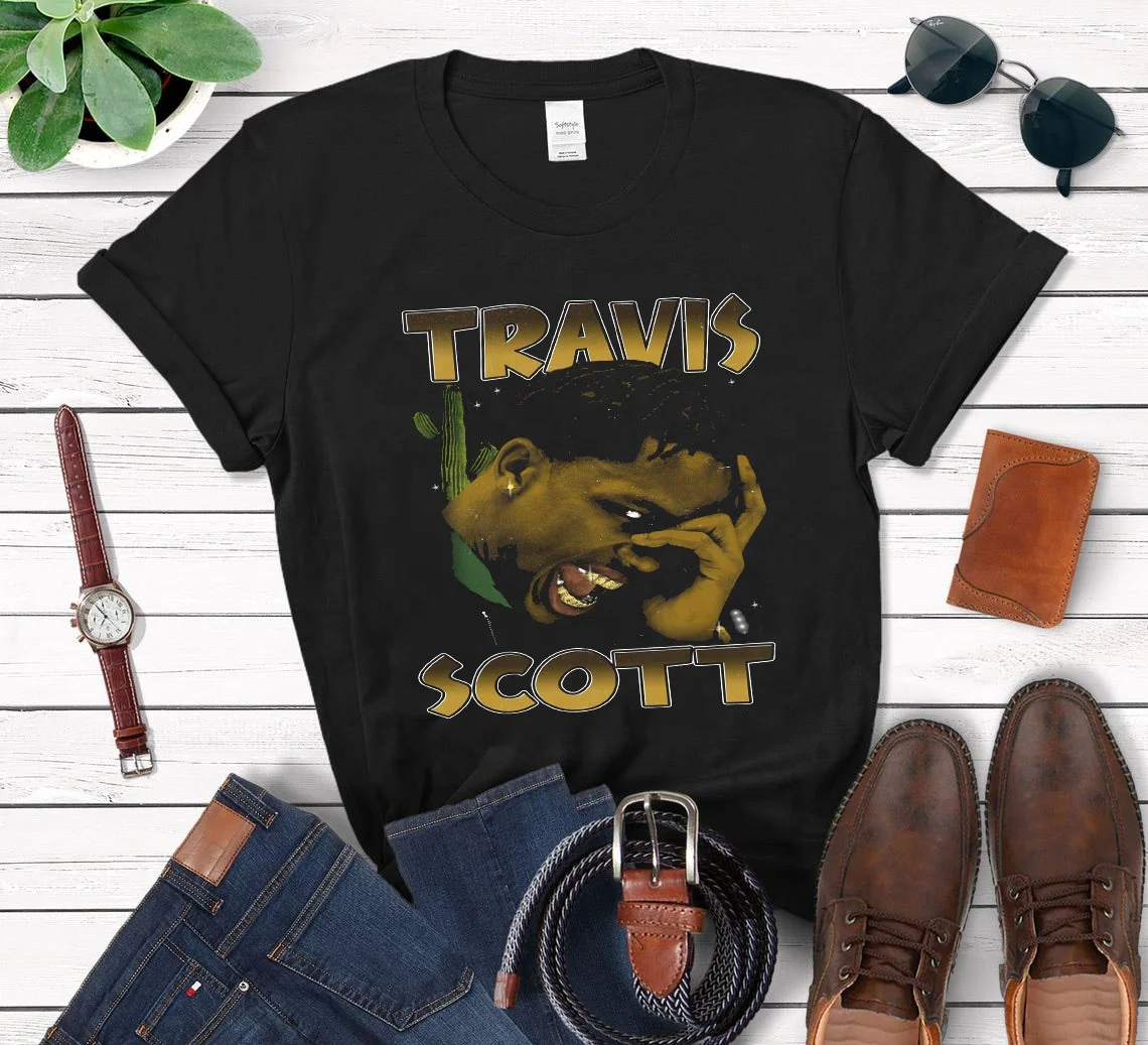 

Wholesale Vintage Men Clothing Crew Neck Short Sleeve Hip Hop Travis Scott Lil Uzi Vert Graphic Print Oversized T-shirt