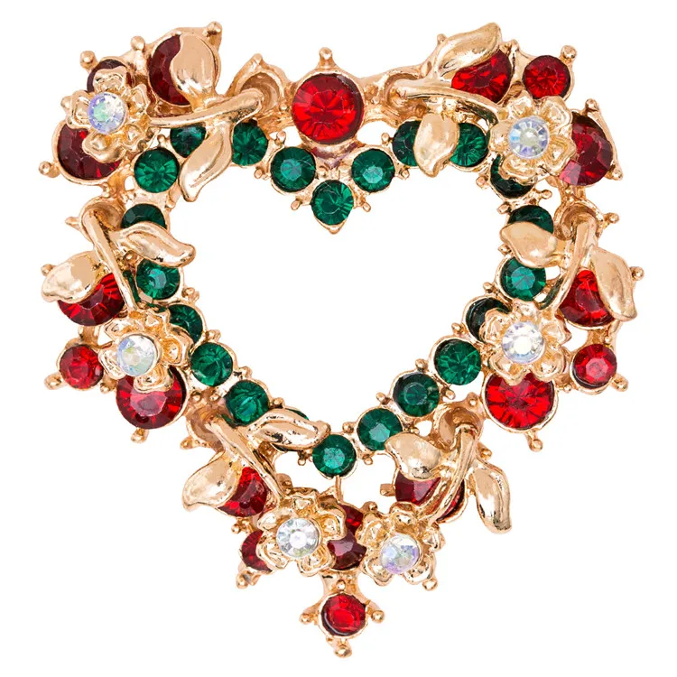 

love heart-shaped Christmas brooch diamond-studded flower brooch Jiile autumn and winter new wild corsage, Picture