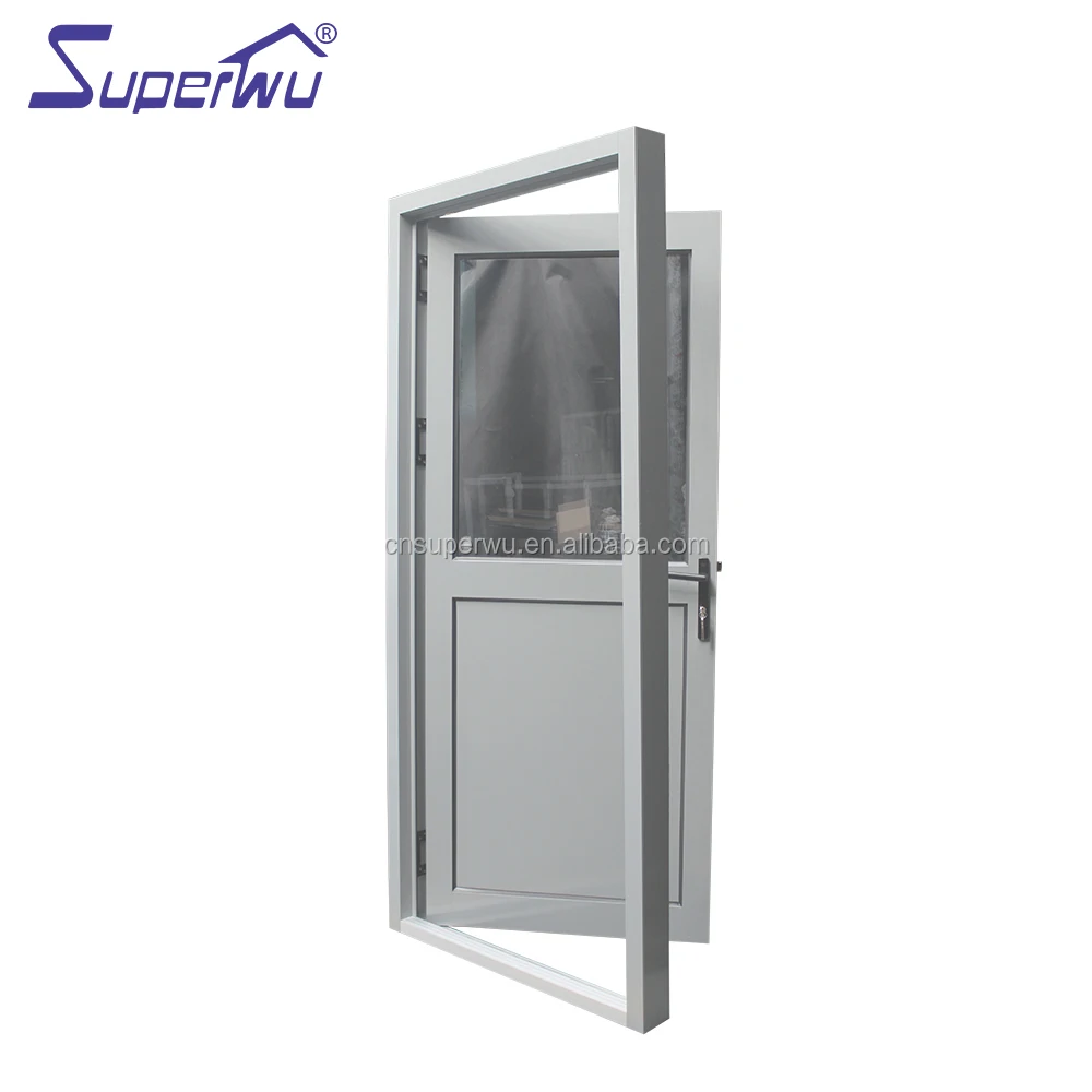 French style horizontal narrow frame swing doors with grill design