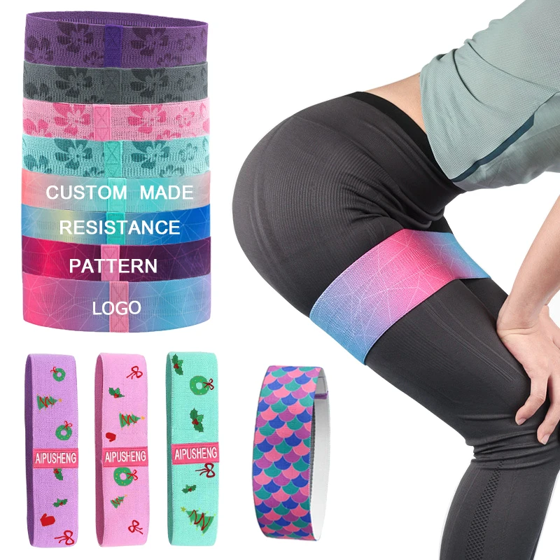 

Fitness Bands Set LOGO pattern resistance packaging customization workout Exercise bands hip fabric resistance band, Customized color