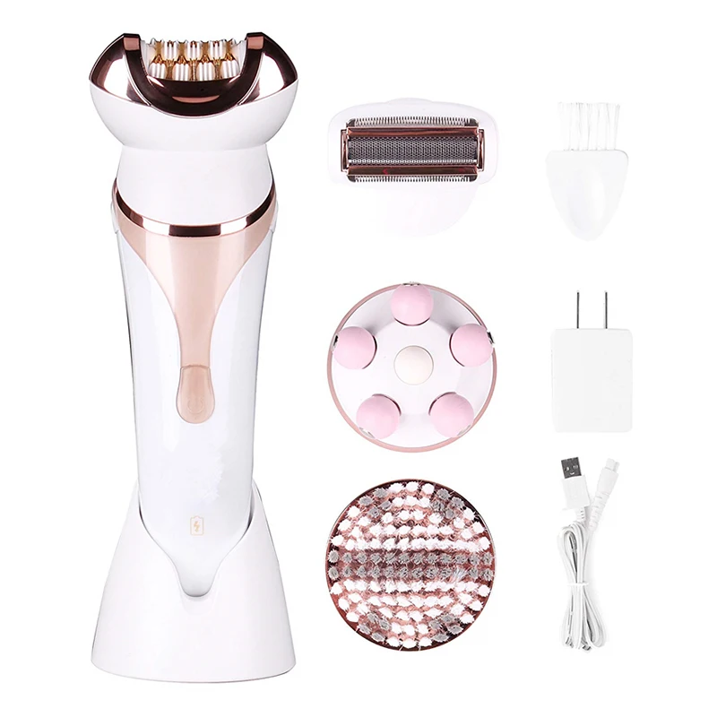 

Newest Supplies 4 In 1 Usb Charging Multifunction Electric Massage Face Deep Cleansing Spin Brush Facial, Pink+white