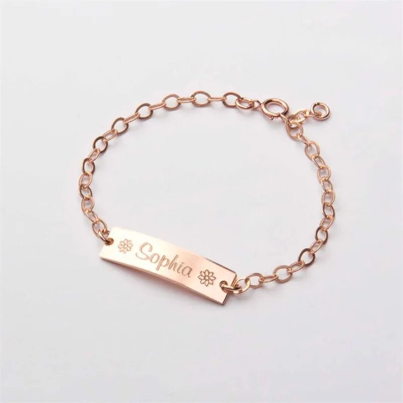 Real U Children's Personalized Stainless Steel Zircon Anniversary Bracelet with 18K Gold Plating