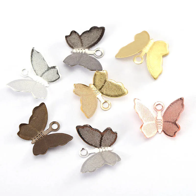 

11mmx13mm Metal Copper Connector Charms Butterfly Filigree Wraps