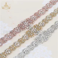 

Wholesale bodice crystal elegant wedding rhinestone applique for dress sashes