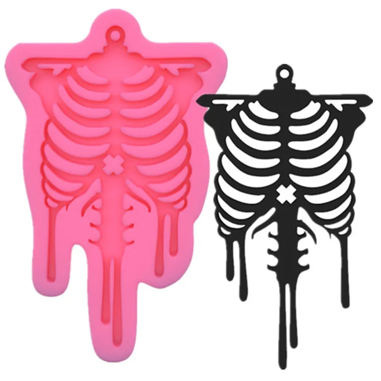 

Y2631 Diy epoxy resin keyring molds skeleton silicone keychain mold, Random